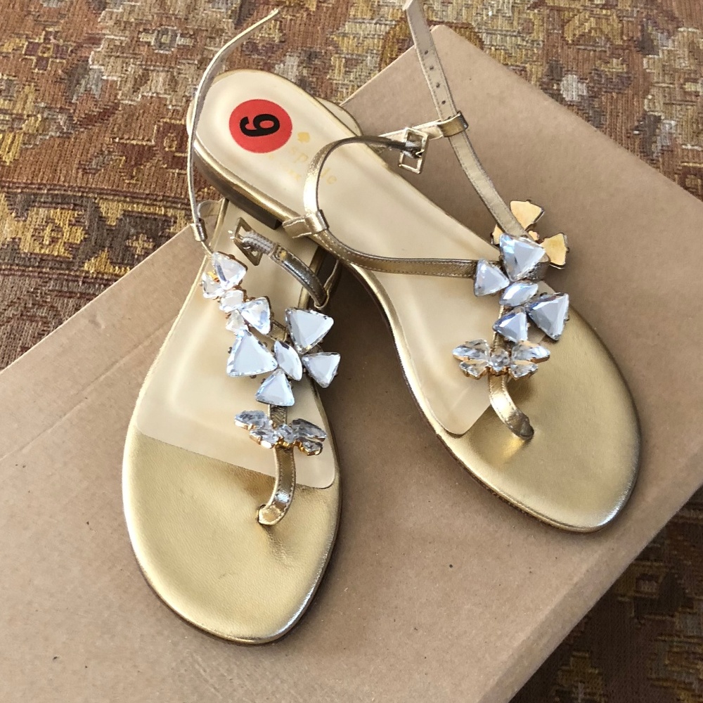 Kate Spade Gold Sandals with Gems retails for $260